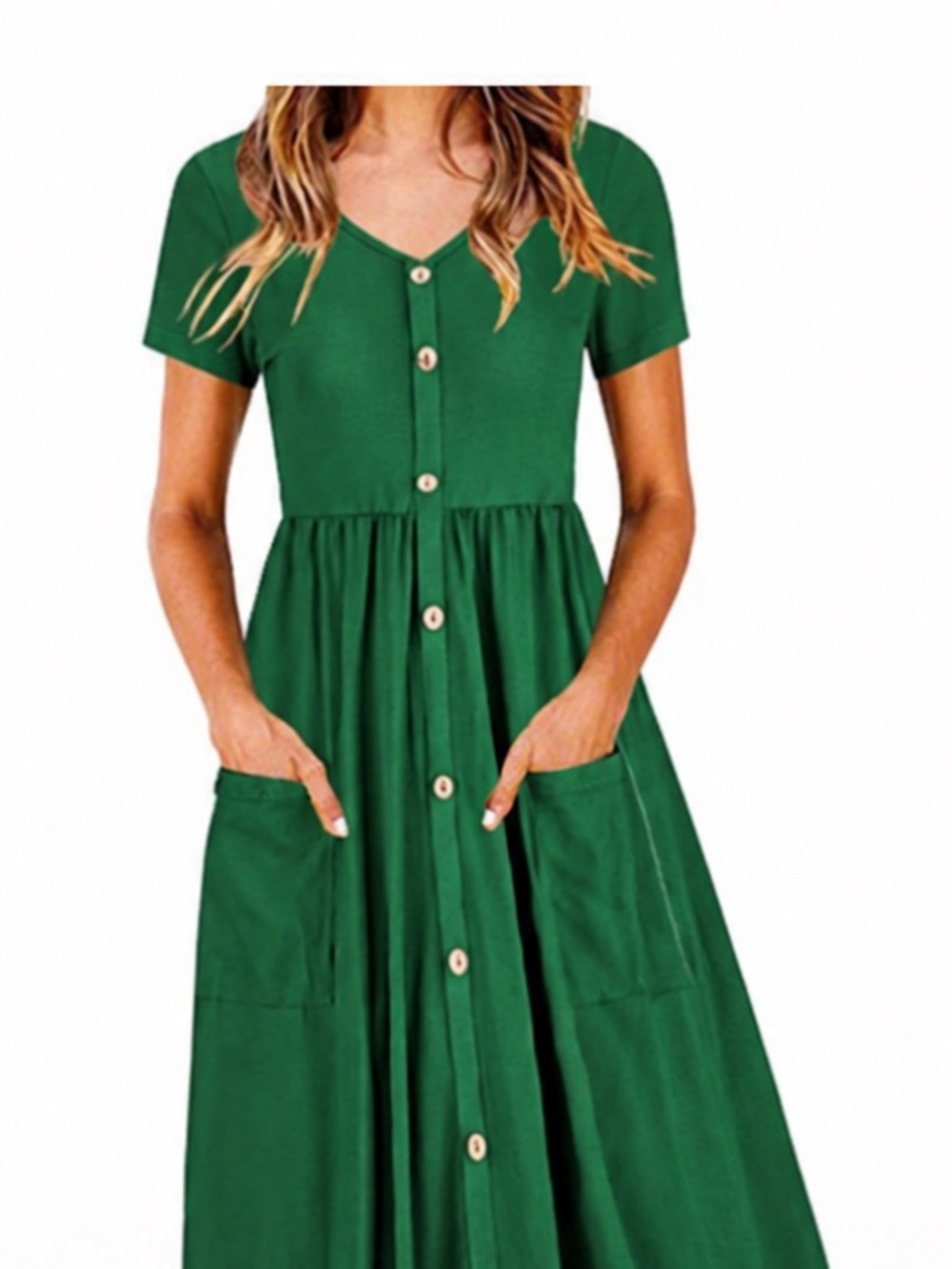 Collection Emerald Green Midi Dress hot 🔥 Faux Button Down xxl=2x